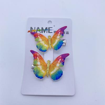 China Manufacturers Fashion Colorful Most Popular 3D Butterfly Hairpin Clip Set Fashion Cloth Yarn Child Hair Clips For Girl for sale