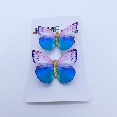 China Factory wholesale cheap fashion most popular 3D butterfly hairpin hair clip set fashion fabric yarn child hair clips for girl for sale