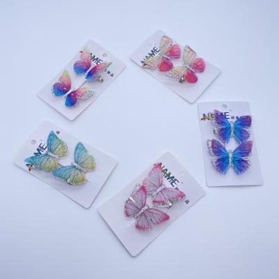 China Wholesale Cute Kids Hair Clips Shape Soft 3D Hair Accessories Shaped Colorful Glitter Snap Butterfly Hair Grips Set for sale