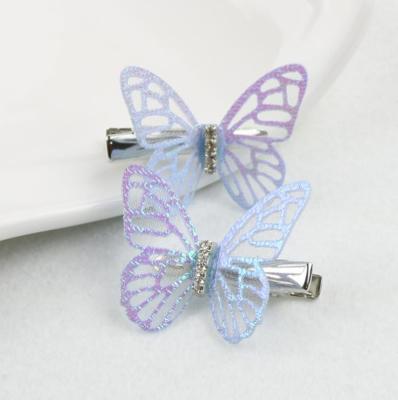 China Fashion Multicolor Butterfly Hot Sale Cheap Hollow Hair Pins Crystal Alloy Wedding Hair Accessories QUEEN STAR Gift Custom Hairpin for sale