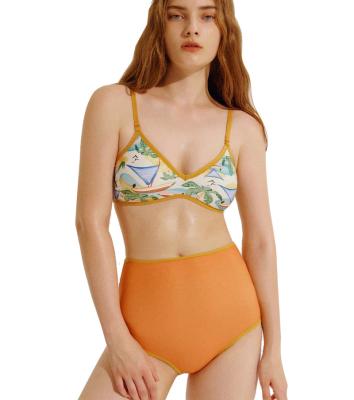 China Plus Size 2023 Summer New Arrivals OEM Reversible Adjustable Strap Designer Women Swimsuit Set Spaghetti Floral Print High Waist Swimwear for sale