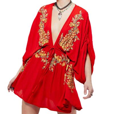 China summer fashion sta-0053Y mini dresses 2021 anti-static women's embroidered boho dresses women's dress for sale