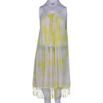 China Anti-Wrinkle Tie Dye Rayon Midi Dress Embroidery Camis Tassel Trim Bottom Casual Dress std1294 for sale