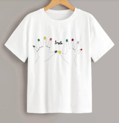 China White Hand Embroidered Blouse Anti-wrinkle Summer Fashion T-shirt Ladies Casual Shirt Tops for sale