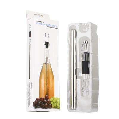 China Stainless Steel Disposable Professional Wine Products Barware Chiller Stick With Stopper for sale