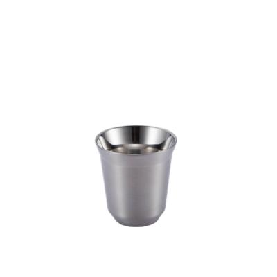 China Sustainable Double Wall Stainless Steel Coffee Cup Double Wall Coffee Cup And Saucer Set for sale