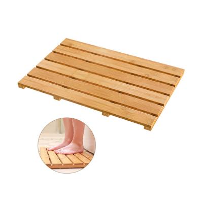 China Eco-Friendly 100% Bamboo Non-Slip Rectangular Bath Mat Sustainable Custom Made Bathroom Mat Bathroom Showers Spa Mat for sale