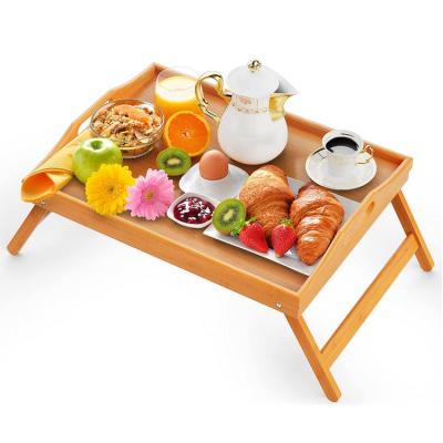 China Fashionalbe Bamboo Folding Laptop Breakfast Food Tray Bed Tray Serving Breakfast for sale