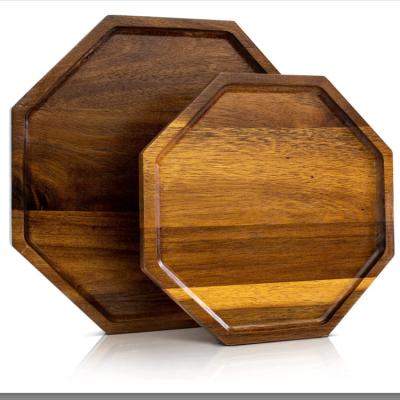 China Sustainable fashionable sturdy handcrafted wooden octagon load bearing large trays for sale