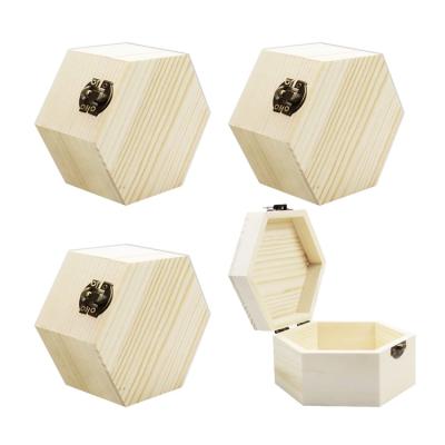 China Wholesale Handmade Unfinished Rectangular Square Hinge Decorated Wooden Box From Pine for sale