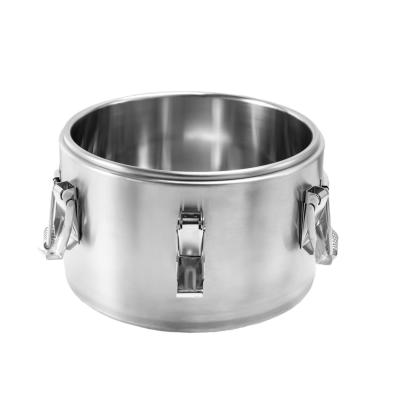 China Kitchen Commercial 10L Stainless Steel Barrel Strong Sealing Insulated Food Container With Bottomless Stainless Steel Lid for sale