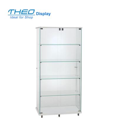 China Modern Mobile 4 Shelf With Locking Doors Display Tower Showcase Cabinet for sale