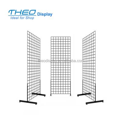 China Morden assembled movable gridwall hangs metal hanger black wire grid wall display stand for hanging items for sale