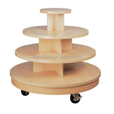 China Modern 4 Tier Maple Retail Store Display Table With Wheels for sale