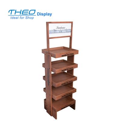 China Modern 5 Tier Retail Store Freestanding Wooden Display Rack for sale