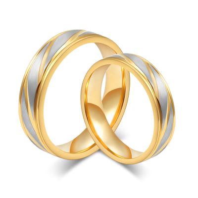 China Other Wholesale Stainless Steel Jewelry Wedding Gold Color Couple Rings for sale