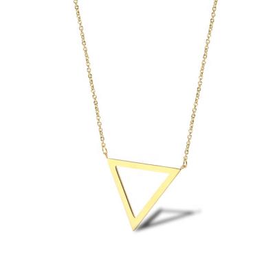 China Fashion CLASSIC Women's Simple Triangle Clavicle Chain Sweater Chain Polished Stainless Steel Hollow Pendant Necklace for sale