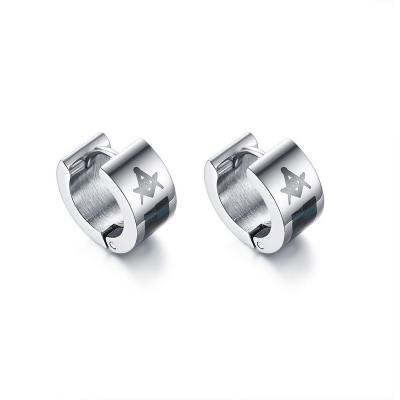 China Fashionable Jewelry Freemason Cute Stainless Steel Masonic Stud Earrings For Men for sale