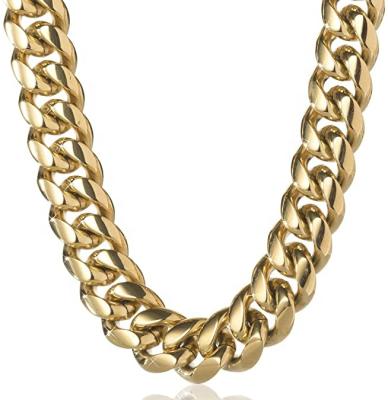 China 2021 Hot Sales Miami Stainless Steel Link Chain Necklace Hip Hop CLASSIC Cuban Silver/Gold Nickel Free Hypoallergenic Necklace for sale