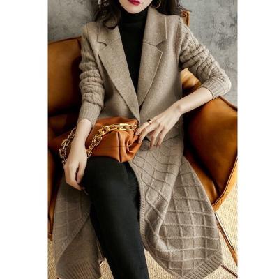 China Cashmere cardigan anti-pilling female hemp add winter thick bottoms long sweater languid lazy loose coat new for sale