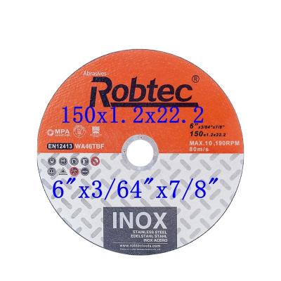 China 150X1.2X22.2mm 6 inch abrasive 1.2mm thickness cutting disc for Inox metal cutting en venta