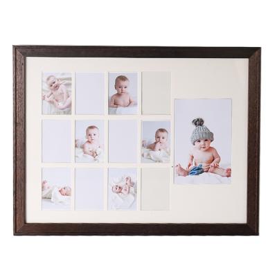 China Baby Home Decoration Picture Picture Frame Black Pine Wood Photoframe My First Year Photo Picture Frame for sale