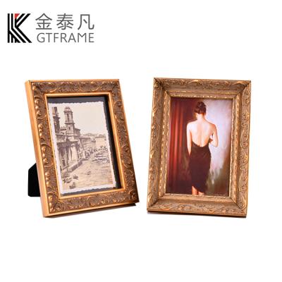 China Fashionable Custom Antique Gold Picture Frame Vintage Baroque Wooden Wholesale Wooden Picture Frames for sale