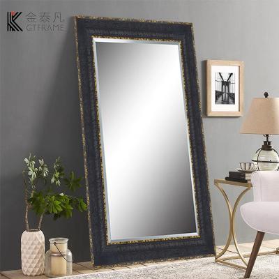 China America Hotel Picture Decorative Mirrored Floor Home Modern Black Wall Art Deco Suit Full Length Large Standing Mirror Wood Frame for sale