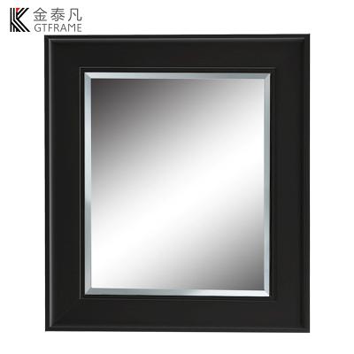 China Wholesale Modern Elegant Design Wall Decorative Fancy Pictures Black Wooden Mirrored Frame With Mirror for sale