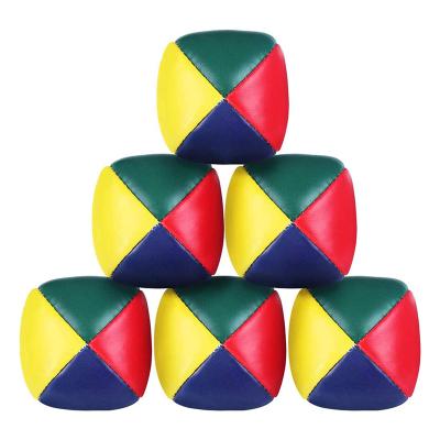 China Eco-Friendly Custom Colors And Styles Knitted 4 Panels 6.3cm Professional Touch PU Leather Juggling Balls For Kids for sale