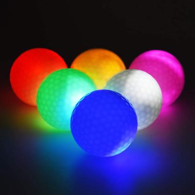 China Rubber+surlyn Practice Synthetic Rubber Outdoor Colorful Led Electronic Glow Glitter Balls Glow Custom Golf Ball for sale