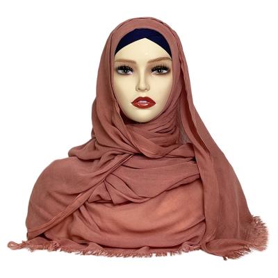 China Viscose wholesale Solid Color tudung bawal Pure Whisker Plain Scarf Islamic niqab Soft Viscose foulard hijabs headbands for women for sale