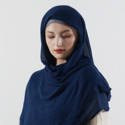 China Modal 2023 Customized Solid Color Shawls Modal Hijabs Whisker Plain Head Scarf Islamic Soft Viscose Scarves  Hot Women High Quality for sale