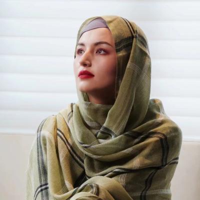 China High Quality Acrylic Wool Favorite Hijabs Ethnic Women Check Wraps Shawls Plaid Fashion Turban The New Edge Islamic Scarves Plain Headwear for sale