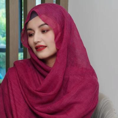 China 2023 Solid Color Women Hijabs Acrylic Pure Wool Wraps Headwear Plain Edge Shawls Ethnic Turban Scarves New Islamic Fashion High Quality for sale