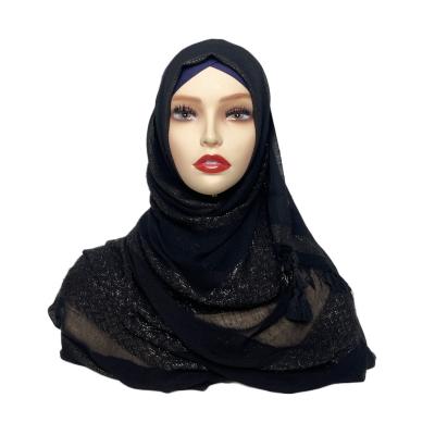 China 2023 New Fashion Hijab Tank Top Shawl Favorite Plain Scarf Solid Colors Squishy Comfortable Women Hot Black Squishy Gold Yarn Scarves for sale