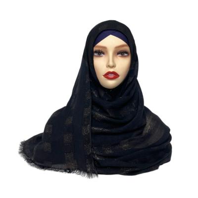 China Newest Tartan Color Tartan Plain Hijab Scarf Islamic Long Hot Selling Black Soft Viscous Ethnic Muslim Women Wholesale Viscous Scarves for sale