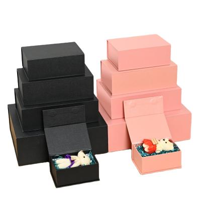 China Pink Biodegradable Gift Box Flip Birthday Wedding Candy Box Rectangular Stain Paper Box Customization for sale