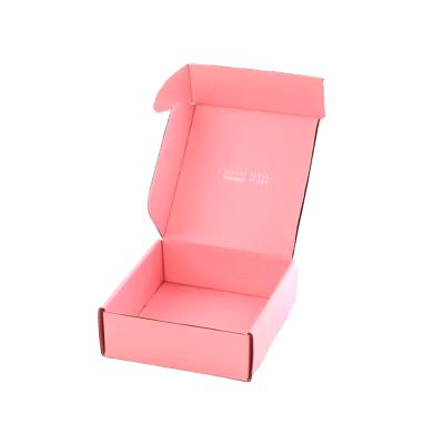 China Recyclable New Product Top Pink Corrugated Cardboard Logo Woman Hat Shoes Clothing Custom Shipping Boxes for sale