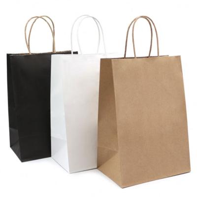 China White And Brown Kraft Paper Twisted Handle Shopping Carrier Bag With Logo Printed Upack HSB 014 for sale