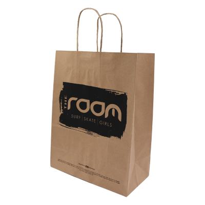 China Paper Free Custom Design Brown Craft Paper Bag Portable Handy Shopping Bag Factory for sale