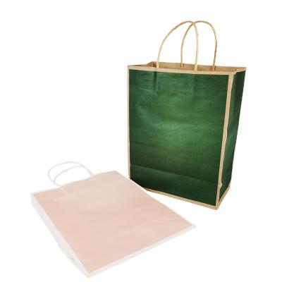 China Shanghai Manufacturer High Quality Promotional Pink Green Paper Recyclable Cardboard Shopping Handbags for sale