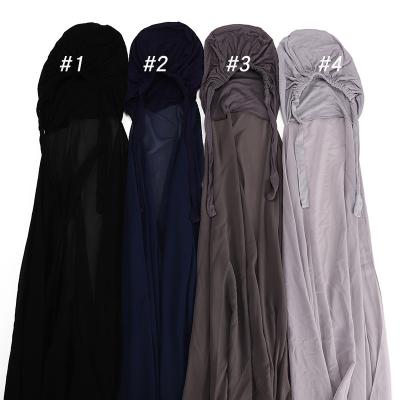 China 2021 Custom Fashion One Loop Cotton Chiffon Pearl Tank Top Hijab Earphone Easy Wear Scarf Shawls Premium Stretchy Scarf for sale