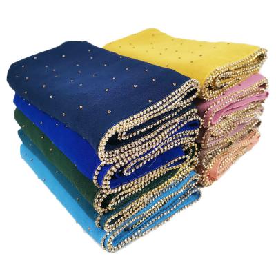 China 2021Hot Popular Selling New Design Hot Chiffon Rhinestone Chain Long Musilic Scarf for sale