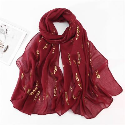 China 2022 New Full Length Cotton Scarf With Gold Gilt Shawl Hijab Scarves Muslim Headwrap Shawls Hijabs for sale