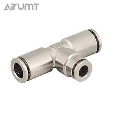 China Hotels Air Tee Reducer Push In Pneumatic Copper Tube Quick Connect Fittings for sale