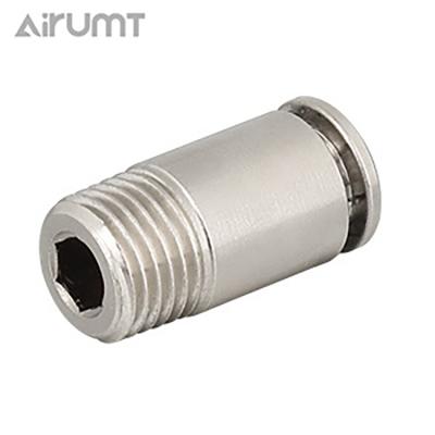 China Hotels Hexagon Cylindrical Male Straight Brass Nickel Metal Pneumatic Pressing Compression Fitting And Brass Fittings for sale