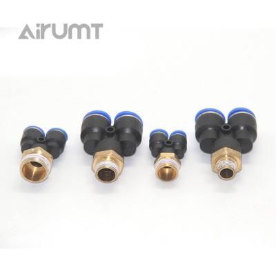 China Hotels Three Way Pneumatic Push In Connector Quick Connector Hose Air Fitting for sale