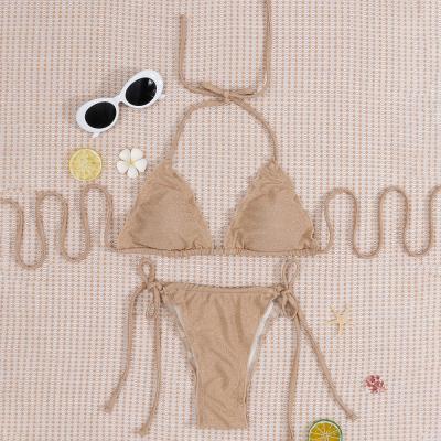 China Breathable Custom Your Logo Label Tag Ruffled Bikinis Woman Swimwear Designer Tied Side Swimwear 2021 for sale