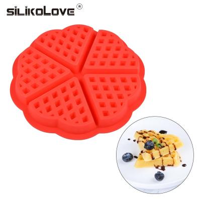 China Non - Sustainable Five Stick Heart Shape Silicone Waffle Pancake Mold For Bakeware Cake Tools for sale